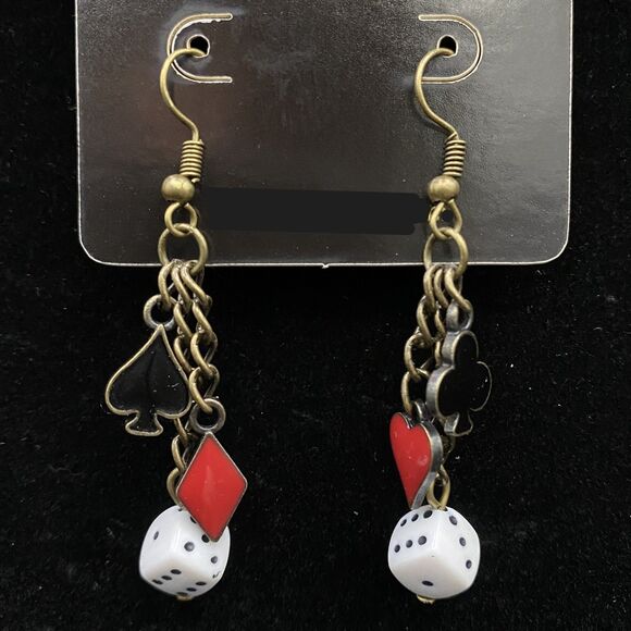 Gambling Card Suits & Dice Earrings by Neanie-Bot - Picture 1 of 1